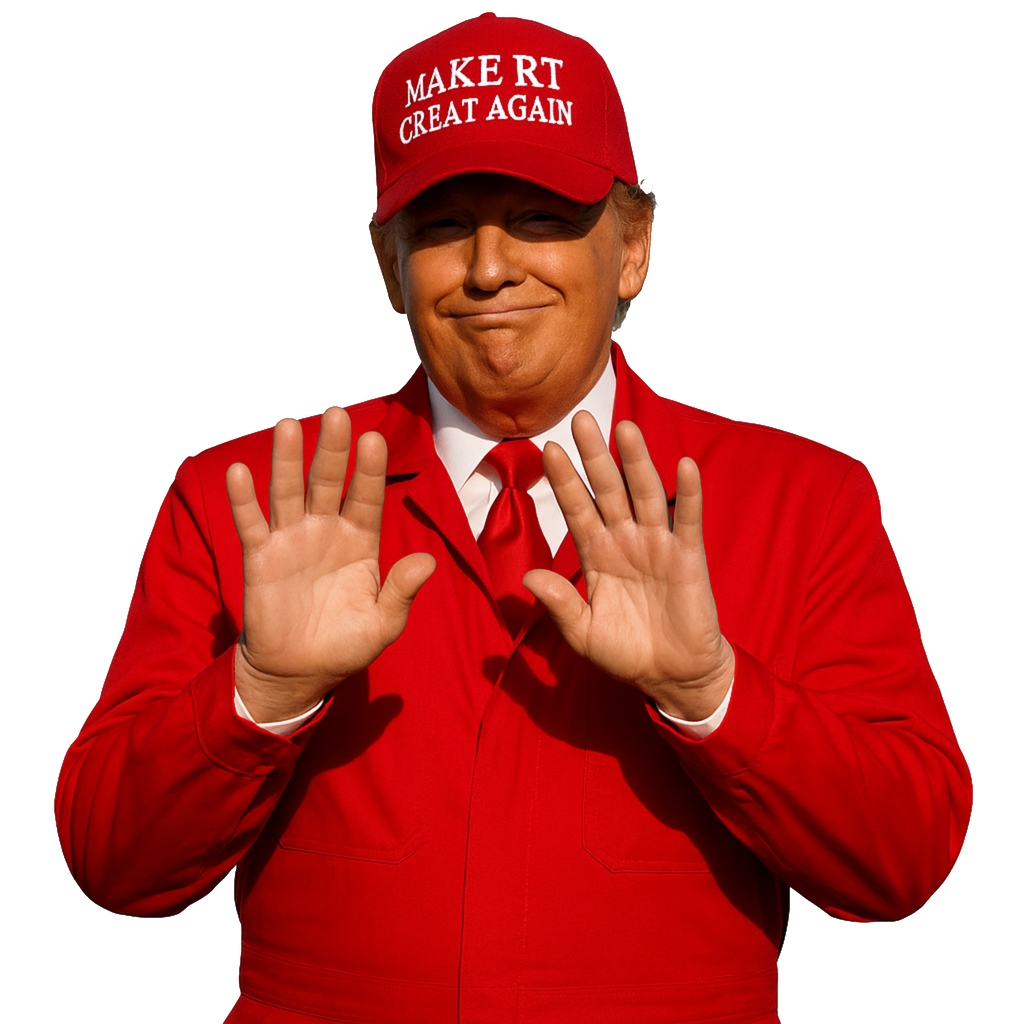 "MAKE RT GREAT AGAIN" statement caps
